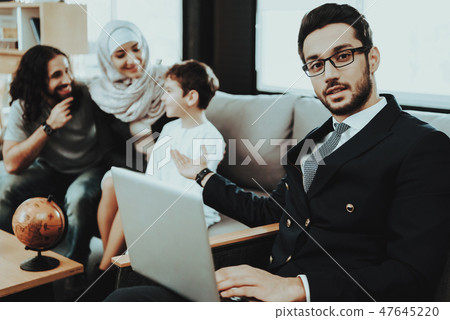 Arab Family at Reception in Psychotherapist Office 47645220