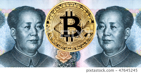 Bitcoin and portrait of Mao Zedong from Chinese 47645245