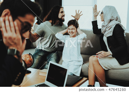 Arab Family at Reception in Psychotherapist Office Arab Family at Reception in Psychotherapist Office 47645280
