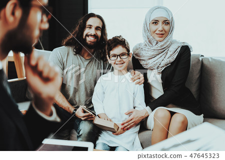Arab Family at Reception in Psychotherapist Office 47645323