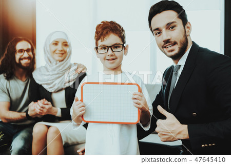 Arab Family at Reception in Psychotherapist Office 47645410