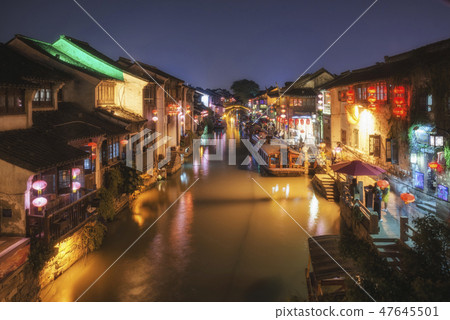 Ancient town Suzhou in the evening, Shanghai Ancient town Suzhou in the evening, Shanghai 47645501
