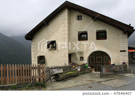 village of Guarda in Engadine valley, Switzerland  47646407