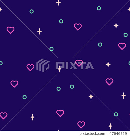 Valentines icon hearts and shapes seamless vector pattern. Valentines icon hearts and shapes seamless vector pattern. 47646859