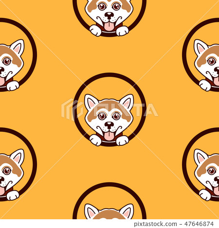 Shiba inu dog pattern vector background. 47646874
