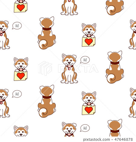 Shiba inu dog cute pattern vector background. 47646878