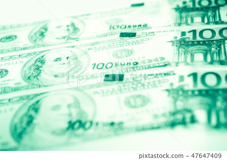 Close-up view of cash money euro and dollars bills background. Finance and business concept. Close-up view of cash money euro and dollars bills background. Finance and business concept. 47647409
