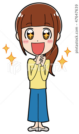 Illustration material of women shining eyes (whole body) Illustration material of women shining eyes (whole body) 47647639