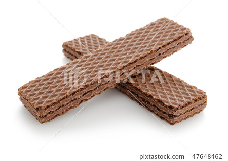 Wafers with chocolate on white background Wafers with chocolate on white background 47648462