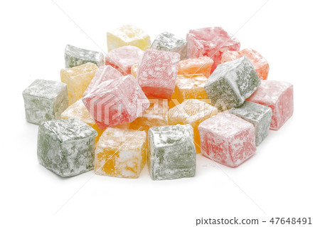 Mixed Turkish delight on white background 47648491