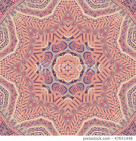 Hand drawn Mandala Seamless Pattern lace line art - Stock Illustration ...