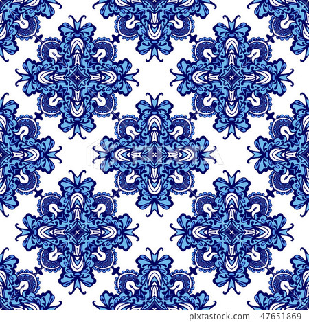 Damask vector seamless pattern oriental tiles - Stock Illustration ...