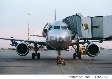 Airport with planes on the runway 47651878