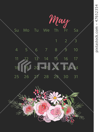 Vintage floral calendar 2018 Vintage floral calendar 2018 47652354