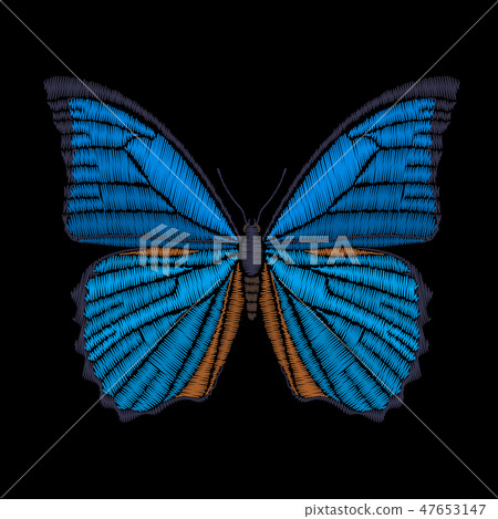 Embroidered butterfly for fashion design. Embroidered butterfly for fashion design. 47653147