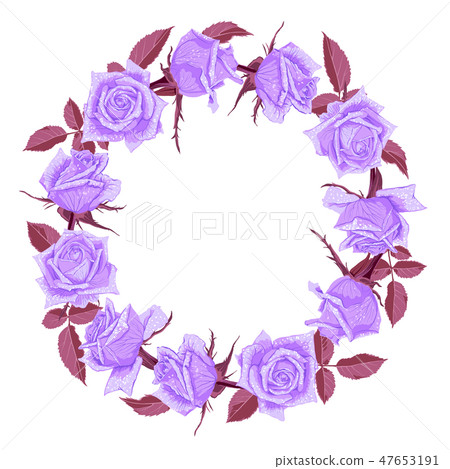 Hand drawn cute floral wreath with roses. Hand drawn cute floral wreath with roses. 47653191