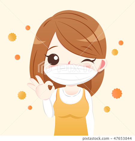 Cartoon Woman With Hay Fever Stock Illustration 47653844 Pixta