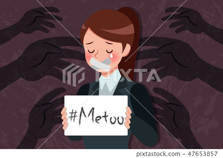 sad women hold placard 47653857