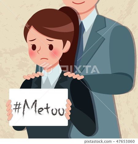 Boss harassing woman hold placard Boss harassing woman hold placard 47653860