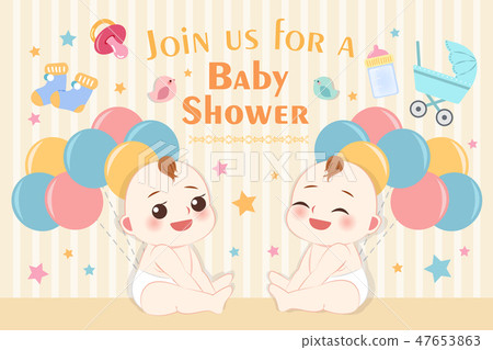 cartoon baby shower invitation card 47653863