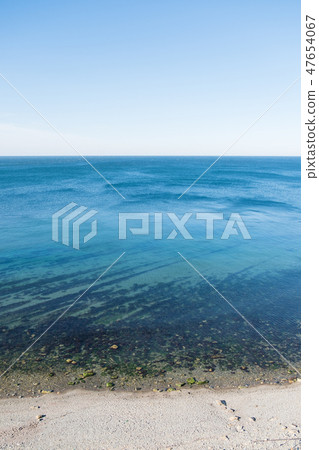 Vertical view of the beach and sea on a background sky 47654067