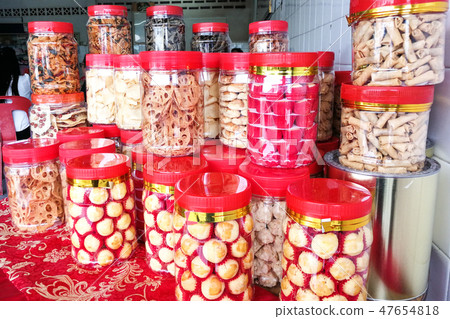 Assorted Chinese New Year cookies and biscuits 47654818