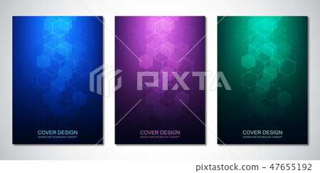 Vector template for cover or brochure, with hexagons pattern and technological background. Abstract 47655192