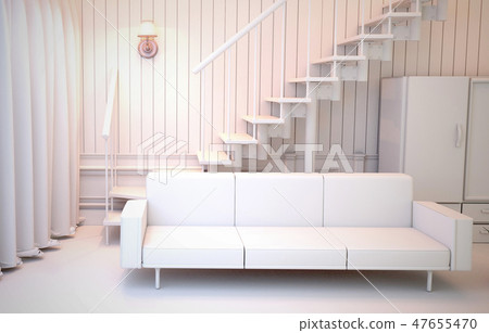 White style, have sofa lamp staircase and wardrobe 47655470