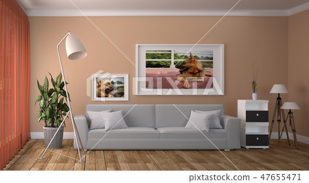 Living Room Interior - Scandinavian style 47655471