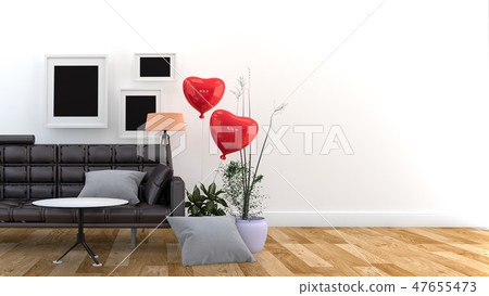 Black Sofa and Pillows. 3D rendering 47655473