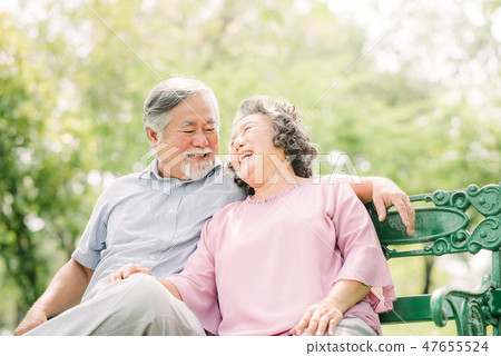 Happy Asian Senior couple laughing 47655524