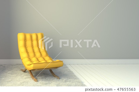 Yellow Leather Chair - Room interior 47655563