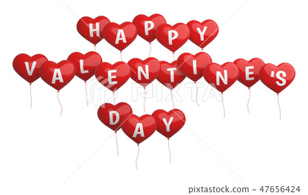 Red heart balloons with happy valentine day... - Stock Illustration ...