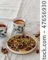 Herbal tea in white ceramic plate 47656930