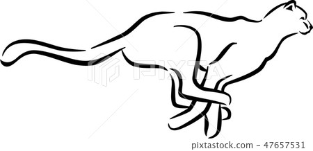 Running leopard hand drawn 47657531