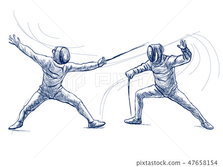 Fencing - An hand drawn illustration. Freehand. 47658154