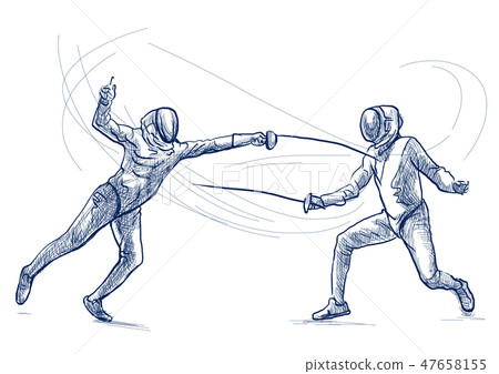 Fencing - An hand drawn illustration. Freehand. 47658155