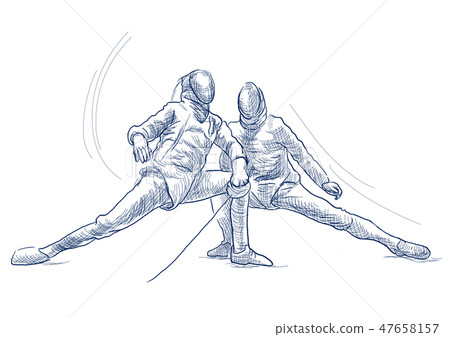 Fencing - An hand drawn illustration. Freehand. 47658157