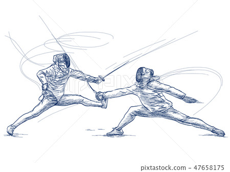 Fencing - An hand drawn illustration. Freehand. 47658175