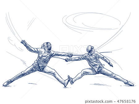 Fencing - An hand drawn illustration. Freehand. 47658176