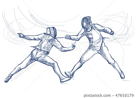 Fencing - An hand drawn illustration. Freehand. 47658179