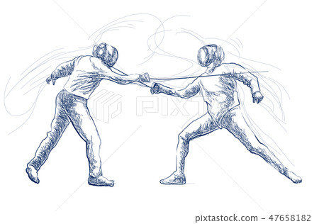 Fencing - An hand drawn illustration. Freehand. 47658182