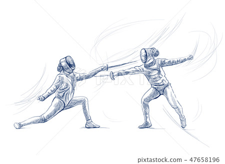 Fencing - An hand drawn illustration. Freehand. 47658196