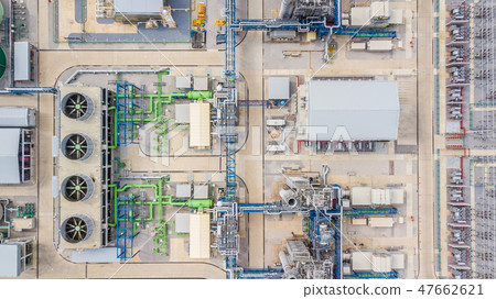 Aerial top view electric substation Aerial top view electric substation 47662621