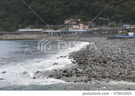 Izukyu Series 8000 train along the coast Izukyu Series 8000 train along the coast 47663005