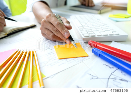 woman and man work for education or business on the table woman and man work for education or business on the table 47663196