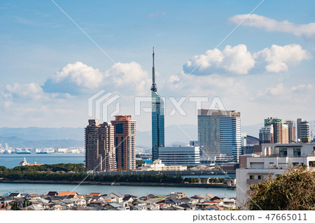 從Atago寺廟的福岡市風景視圖 47665011