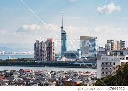 從Atago寺廟的福岡市風景視圖 47665012