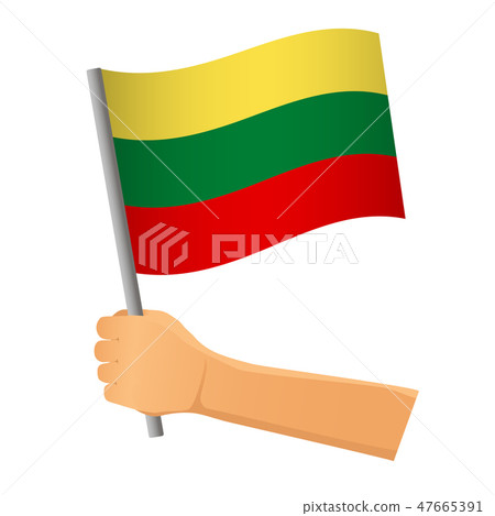 lithuania flag in hand 47665391