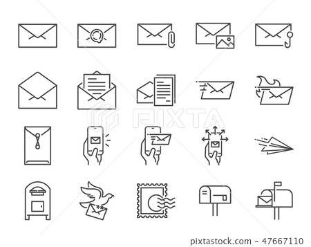 Mail line icon set. Mail line icon set. 47667110